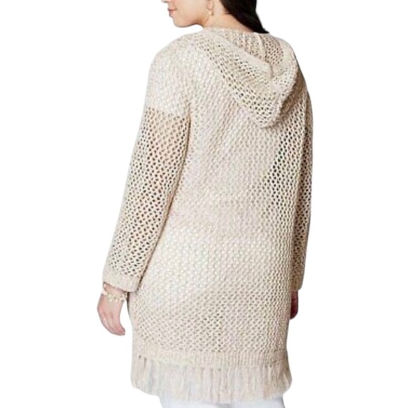 J. JILL Crochet Fringe Beachy Tassel Tie Coverup Open Resort wear Cardigan - Picture 12 of 14